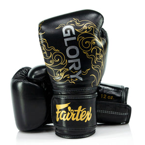 BGVG3 Fairtex X Glory Black-Gold Velcro Boxing Gloves - FightstorePro