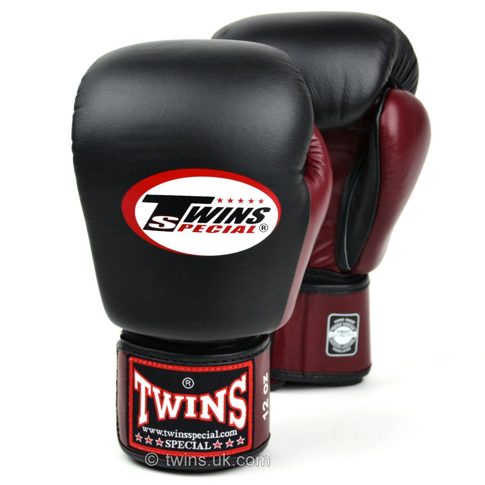 BGVL3-2T Twins 2-Tone Black-Maroon Boxing Gloves - FightstorePro