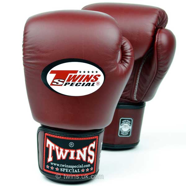 BGVL3 Twins Maroon Velcro Boxing Gloves - FightstorePro