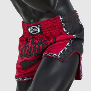 Fairtex BS1703 Slim Cut Muay Thai Shorts - Red/Black - FightstorePro