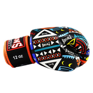 FBGVL3-57 Twins Orange Aztec Boxing Gloves - FightstorePro