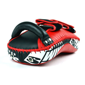 KPL10 Twins Red-Black Leather Thai Kick Pads - FightstorePro
