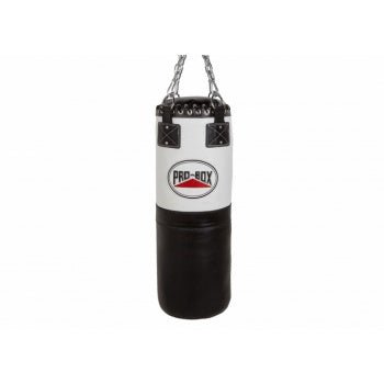 Pro Box Heavy Leather Punch Bag Black/White 3ft (25kg) - FightstorePro