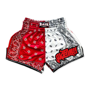 Raja Classic Muay Thai Shorts - Red Pattern - FightstorePro