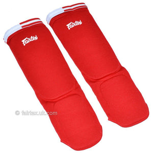 SPE1 Fairtex Red Elastic Competition Shin Pads - FightstorePro