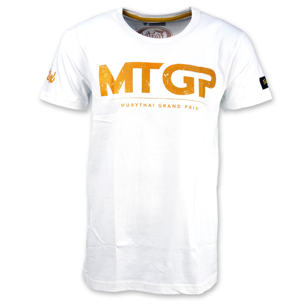 TS Fairtex X MTGP White-Gold Official T-Shirt - FightstorePro