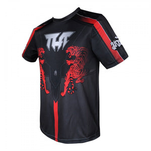 TS009 TUFF T-Shirt Black Double Tiger With Thai Mythical Forest Creatures - FightstorePro