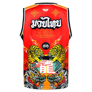 TT104 TUFF Tank Top Red Chinese Dragon and Tiger - FightstorePro