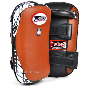 Twins Curved Thai Leather Kick Pads Brown - FightstorePro