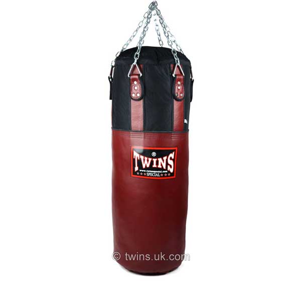 Twins HBNL-3 Nylon Heavy Bag Burgundy - Filled - FightstorePro