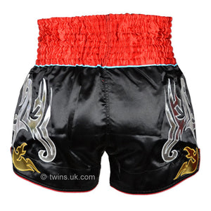 Twins TWS-005 Black-Red Muay Thai Shorts - FightstorePro