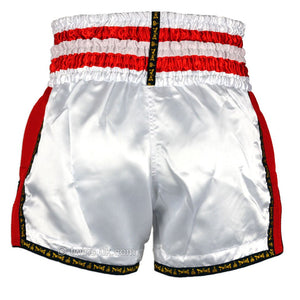 Twins TWS-927 White-Red Plain Retro Muay Thai Shorts - FightstorePro