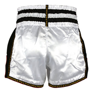 Twins TWS-928 White-Black Plain Retro Muay Thai Shorts - FightstorePro