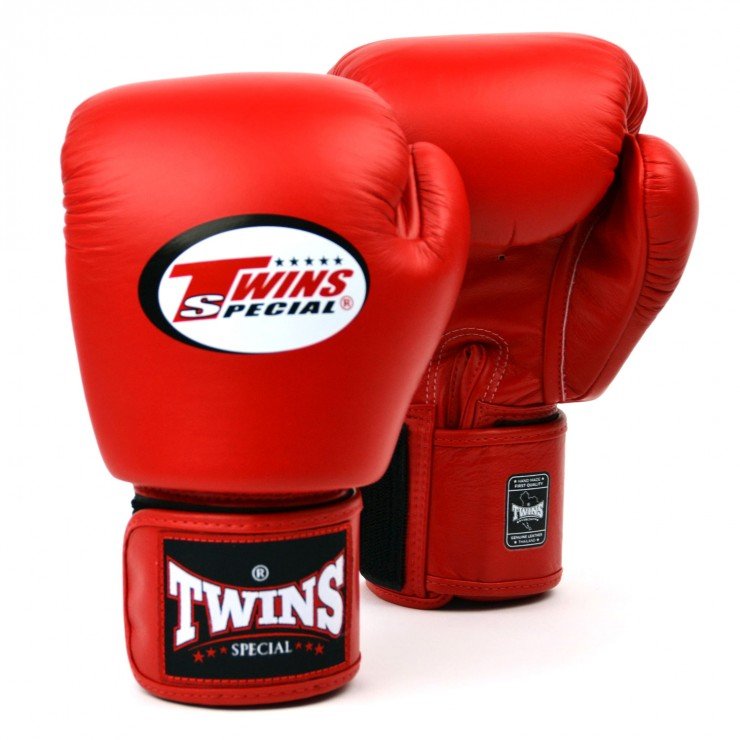 BGVL3 Twins Red Velcro Boxing Gloves - FightstorePro