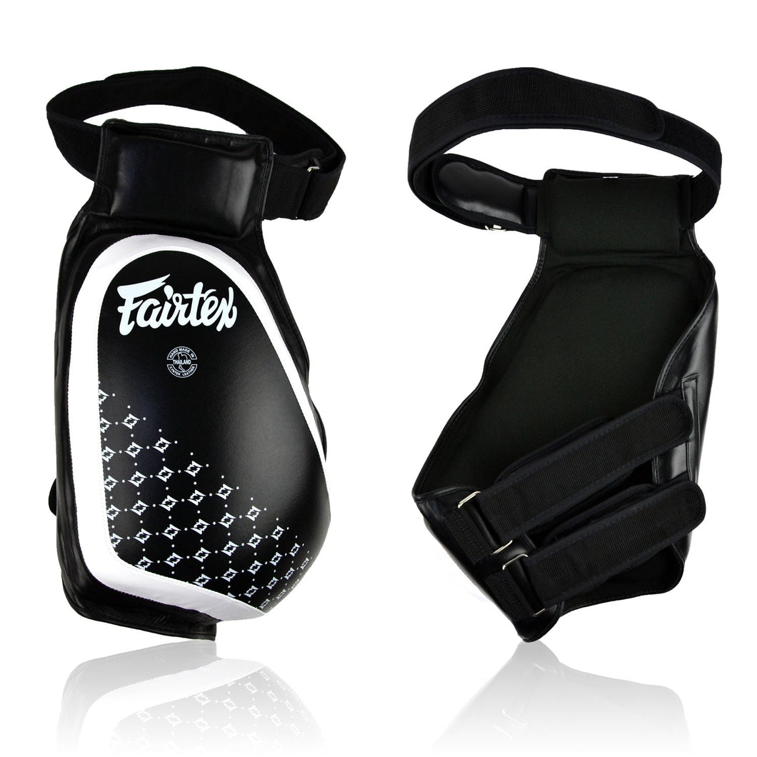 Fairtex TP4 Lightweight Thigh Pads - Black/White - FightstorePro