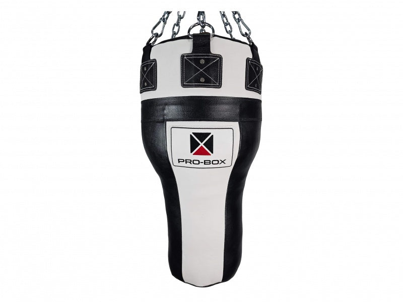 Pro Box Black/White Leather Uppercut Angle Bag (35kg) - FightstorePro