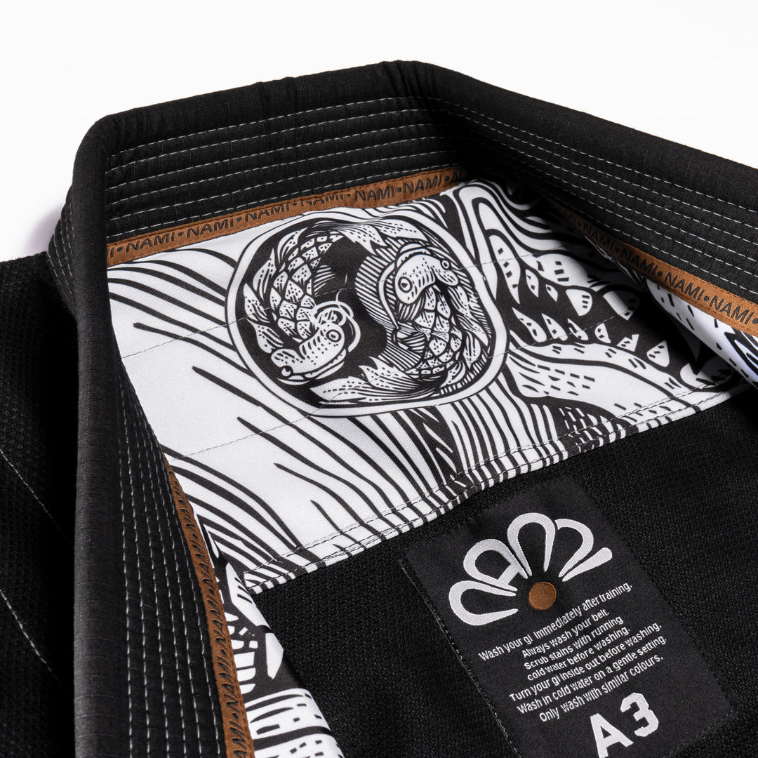 NAMI “Sōmen” Premium BJJ Gi - Black - FightstorePro