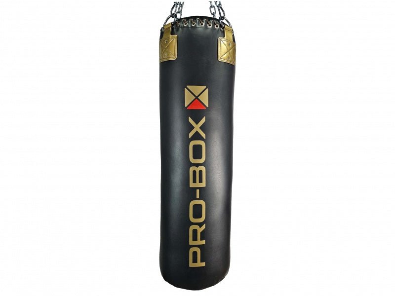 Pro Box 'Champ' 4ft Straight Bag, Black - Gold - FightstorePro