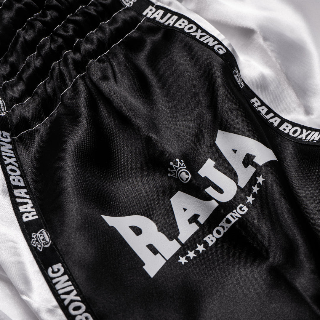 Raja Muay Thai Shorts - Black/White - FightstorePro