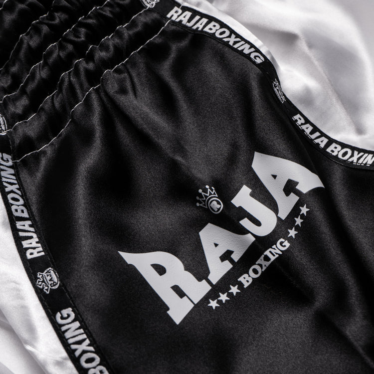 Raja Muay Thai Shorts - Black/White - FightstorePro