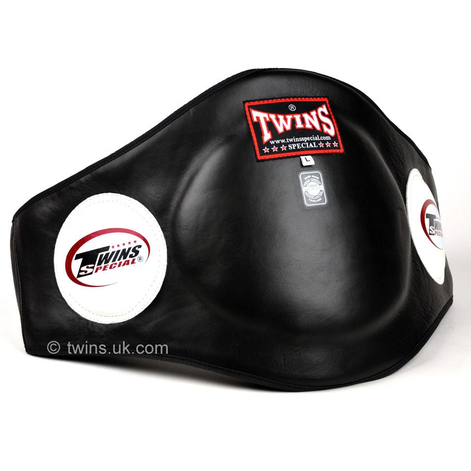 BEPL2 Twins Black Leather Belly Pad - FightstorePro