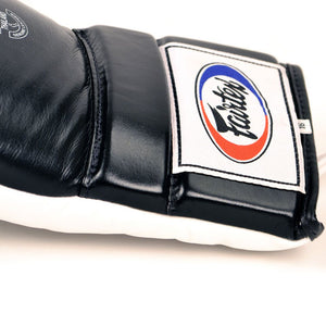 BGL3 Fairtex Black-White Lace-Up Sparring Gloves - FightstorePro