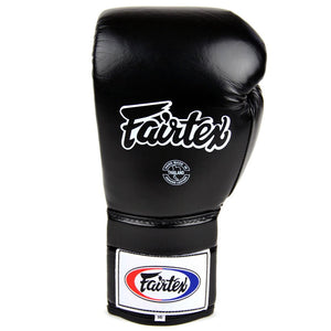 BGL3 Fairtex Black-White Lace-Up Sparring Gloves - FightstorePro