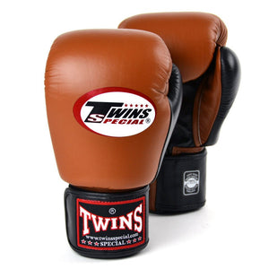 BGVL3-2T Twins 2-Tone Brown-Black Boxing Gloves - FightstorePro