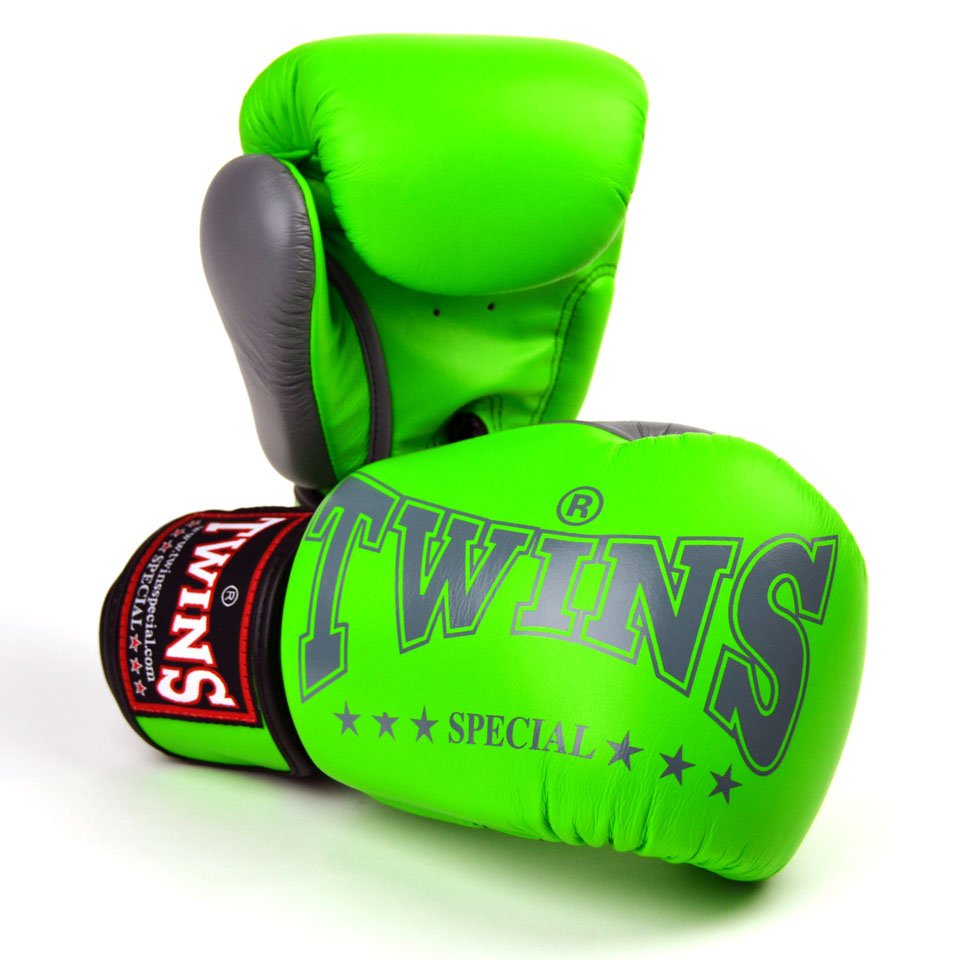 BGVL3-2TA Twins Green-Grey 2-Tone Boxing Gloves - FightstorePro