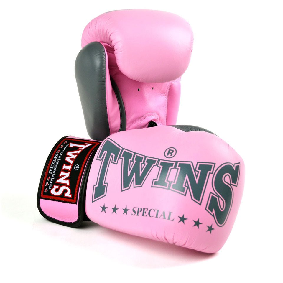 BGVL3-2TA Twins Pink-Grey 2-Tone Boxing Gloves - FightstorePro
