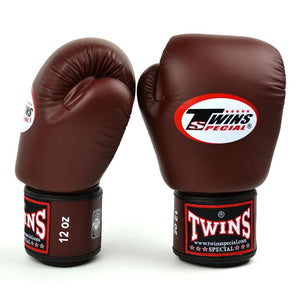 BGVL3 Twins Dark Brown Velcro Boxing Gloves - FightstorePro