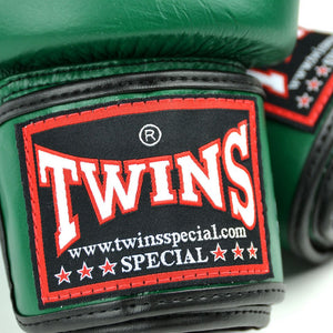 BGVL3 Twins Dark Green Velcro Boxing Gloves - FightstorePro