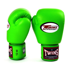 BGVL3 Twins Lime Green Velcro Boxing Gloves - FightstorePro