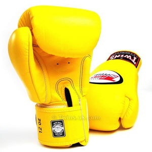 BGVL3 Twins Yellow Velcro Boxing Gloves - FightstorePro