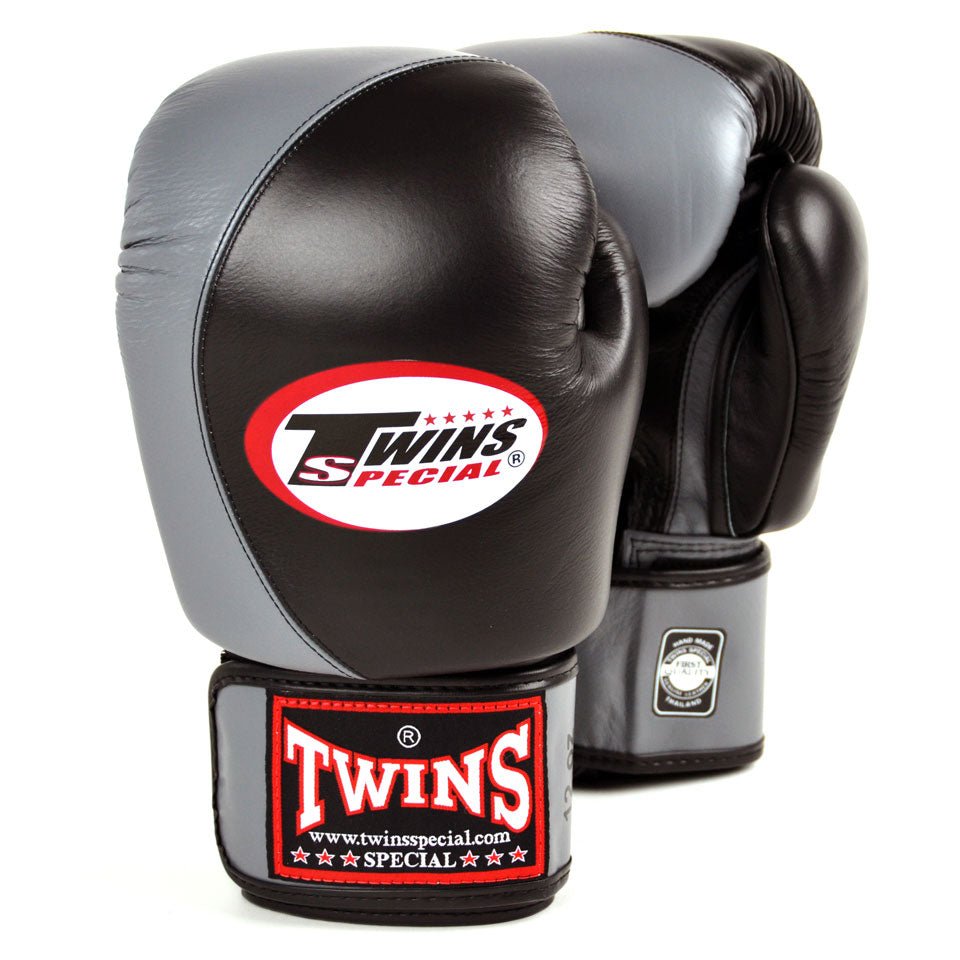 BGVL8 Twins Black-Grey 2-Tone Boxing GLoves - FightstorePro