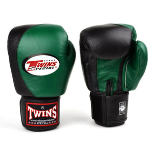 BGVL8 Twins Dark Green-Black 2-Tone Boxing Gloves - FightstorePro