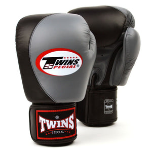 BGVL8 Twins Grey-Black 2-Tone Boxing Gloves - FightstorePro