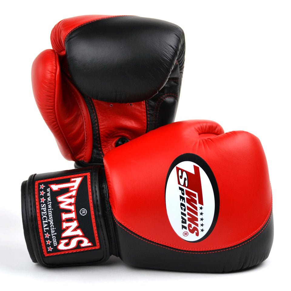BGVL8 Twins Red-Black 2-Tone Boxing Gloves - FightstorePro