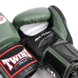 BGVLA2-2T Twins Air Flow Boxing Gloves Olive-Black-White - FightstorePro