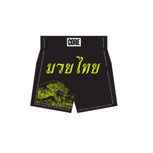 Core Combat Thai Shorts Shorts Black/Neon - FightstorePro