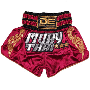 D.E Fit Special Muay Thai Shorts - Red/Silver/Gold - FightstorePro