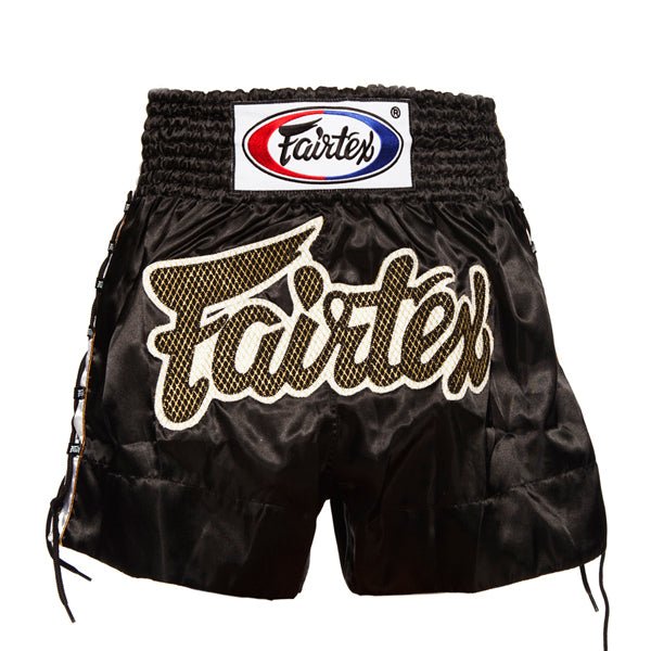 Fairtex BS0601 Black Laced Sides Muay Thai Shorts - FightstorePro