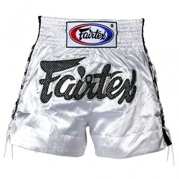 Fairtex BS0604 White Laced Sides Muay Thai Shorts - FightstorePro
