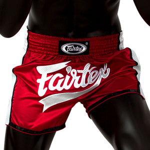 Fairtex BS1704 Slim Cut Muay Thai Shorts - Red/White - FightstorePro