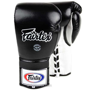 Fairtex Lace-up Sparring Gloves - Black-White - FightstorePro