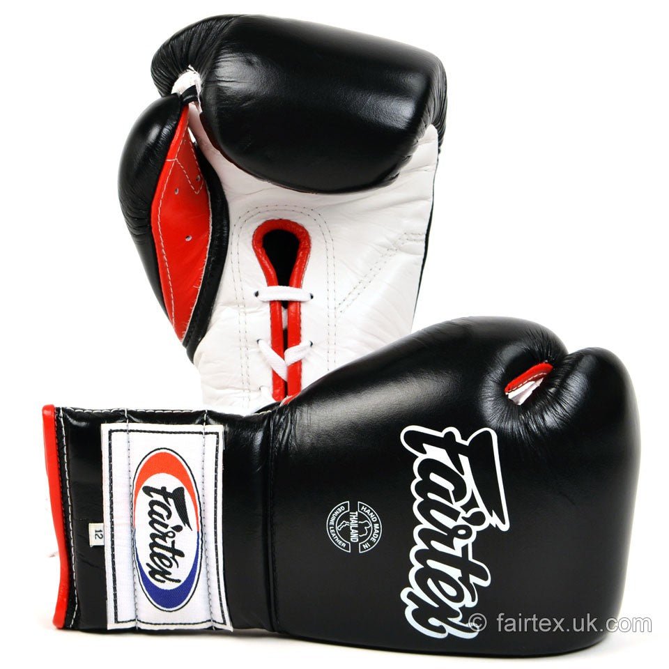 Fairtex Mexican Lace-Up Gloves BGL7 - Black 12oz - FightstorePro