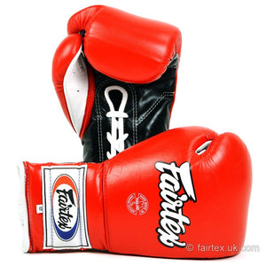 Fairtex Mexican Lace-up Gloves BGL7 - Red 12oz - FightstorePro