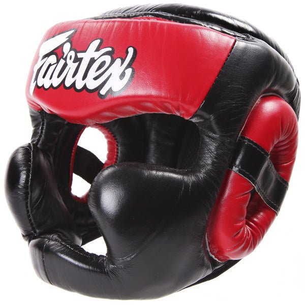 Fairtex Ultimate Full Coverage Headguard - Black And Red - FightstorePro