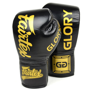 Fairtex X Glory Lace Boxing Gloves - Black - FightstorePro