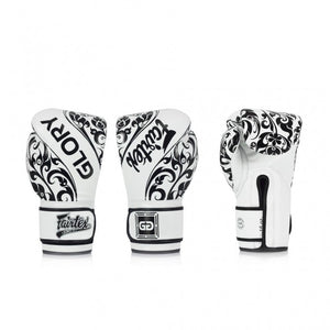 Fairtex X Glory Velcro Boxing Gloves LTD EDITION - White - FightstorePro